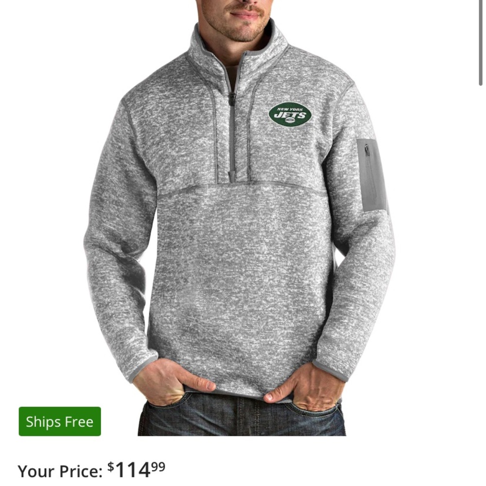 Brand New Antigua pullover with Jets logo